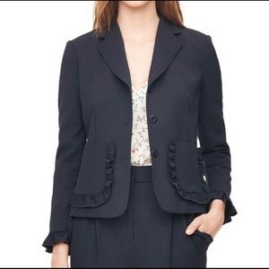 Rebecca Taylor Navy Ruffle “Spring Suiting” Blazer